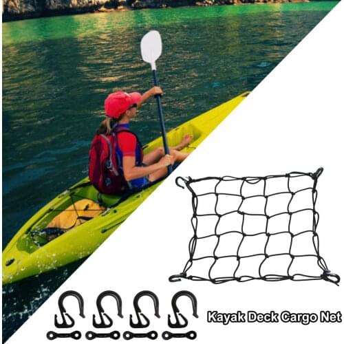Kayak Canoe Boat Package Carrier Deck Cargo Luggage Mesh Net 38x38cm Elastic Rope Hook Durable Rigging Surfboard Accessories
