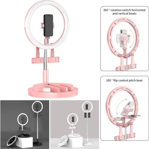 Selfie Ring Light With 3 Cell Phone Holders and 20'' to 66'' Extensible Stand Color Temp Adjustment & 3 Lighting Modes for Live