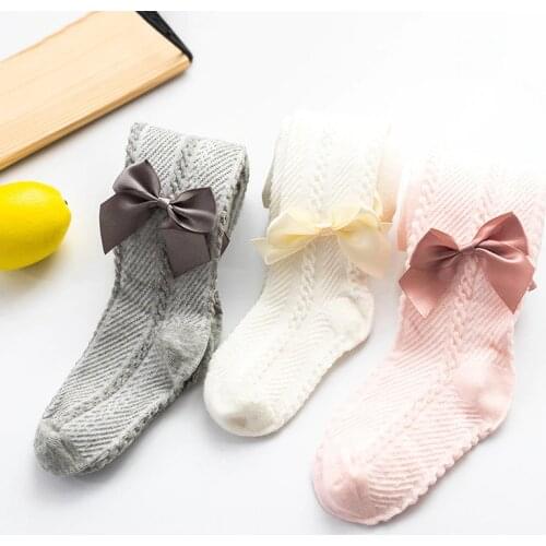 0 to 4 Years Spring Autumn Baby Girls Tights Beautiful Bowknot Mesh Pantyhose For Infants Newborns Toddlers Cotton Tight For Kid