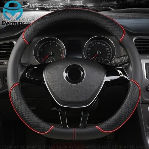 D Shape Leather Car Steering Wheel Cover Four Seasons Steering Wheel Hubs for VW GOLF 7 8 2015 POLO JATTA Interior Accessories