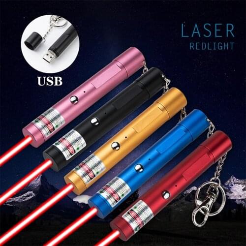 USB rechargeable laser pointer sight laser 5MW high power powerful red hunting laser instrument tactical pen survival tool emerg