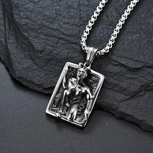 Personality Gothic Demon Ghost Pendant Motorcycle Party Punk Satan Ram Head Skull Pendant for Men Women Hip Hop Jewelry