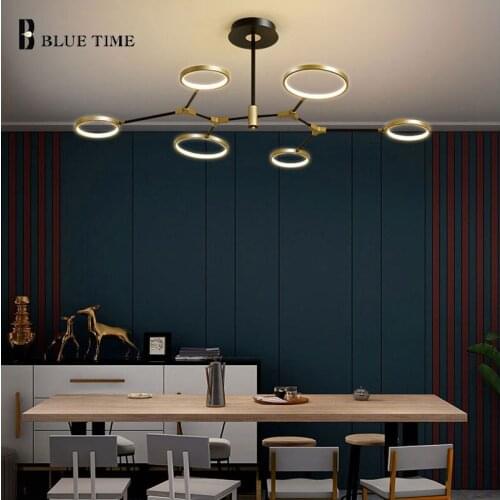 Black Gold Modern Led Chandelier For Living room Dining room Bedroom Nordic Decor Indoor Lighting Metal Ceiling Chandelier Lamp
