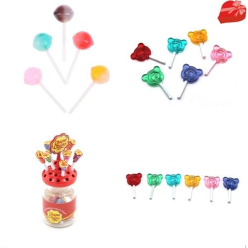 1:12 Miniature Food Dessert Sugar Mini Lollipops With Case Holder Candy For Doll House 1/12 Kitchen Furniture Toys Accessories