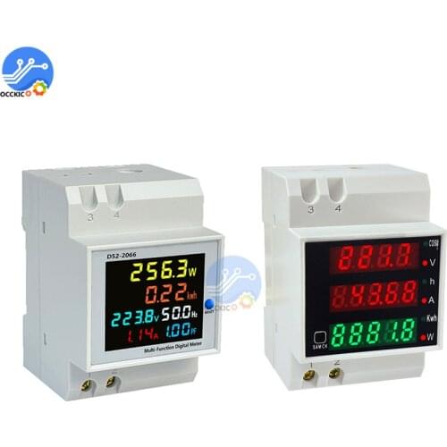 DIN-rail Multi-function Meter D52-2066 D52-2047 Digital LED Voltage Current Active Power Factor Energy Meter AC80-300V 100A