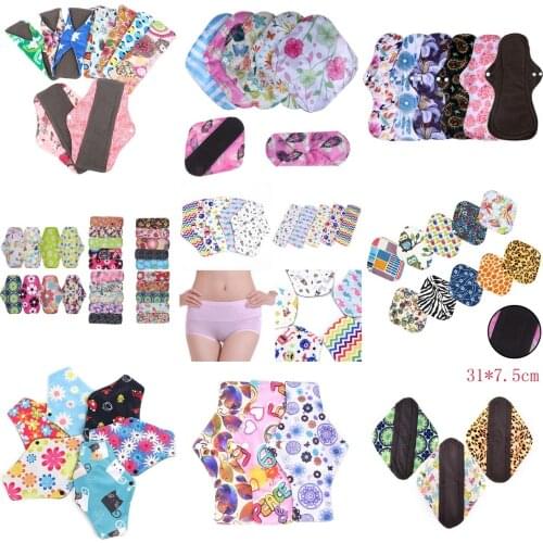 Washable Sanitary Towel Cloth Menstrual Pad Reusable Sanitary Pad Absorbent Charcoal Cloth Bamboo Menstrual Pad Higiene Feminina