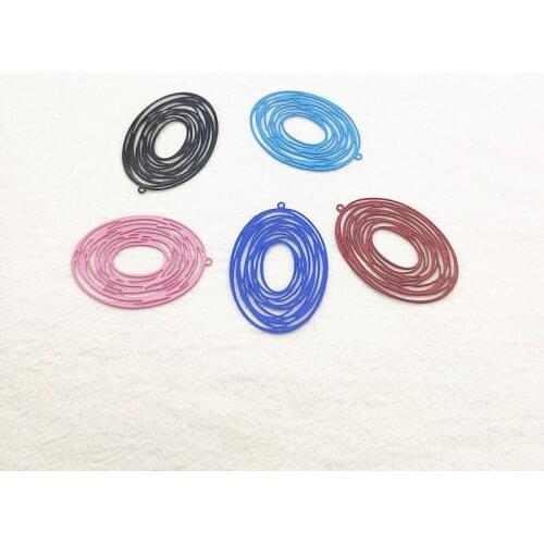 New arrival! Mix color 40x29mm 50pcs Copper oval-shape surface painting Charm for earrings,Earring parts,jewelry findings