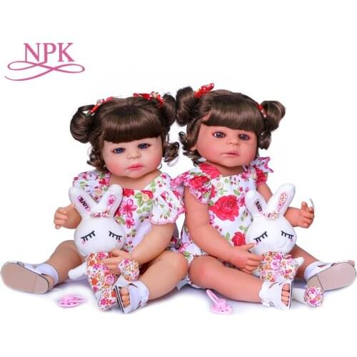 NPK 55CM original NPK full body silicone bebe doll reborn girl baby birthday Gift bath toy