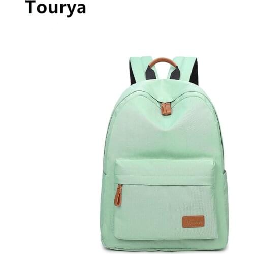 Tourya Casual Women Backpack Shoulder School Backpacks Large Capacity Bag Solid Travel Back Pack for Teenager Girls Schoolbag