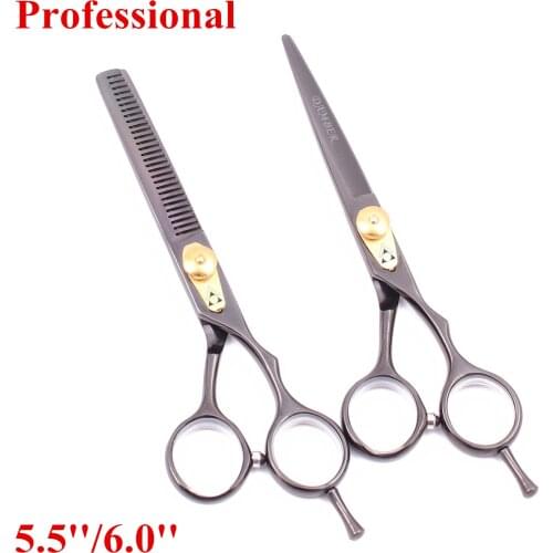 5.5 6.0 Professional Hairdressing Scissors Hair Thinning Scissors Barber Hair Cutting Shears Japanese 440C Scissors Set 1020