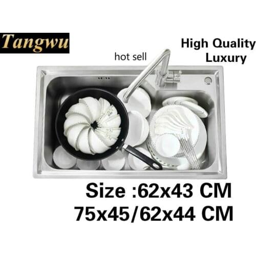 Free shipping Apartment luxury kitchen single trough sink do the dishes vogue 304 stainless steel hot sell 62x43/75x45/62x44 CM