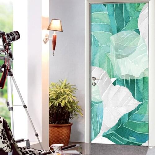 Leaf Fresh Leaves Nordic Modern Living Room Door Decoration Sticker Mural PVC Self-Adhesive Three-Dimensional Photo 3D Wallpaper