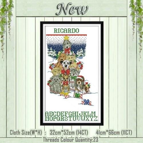 Dog Christmas animal diy decor painting counted printed on the canvas DMC 11CT 14CT kits Cross Stitch embroidery needlework Sets