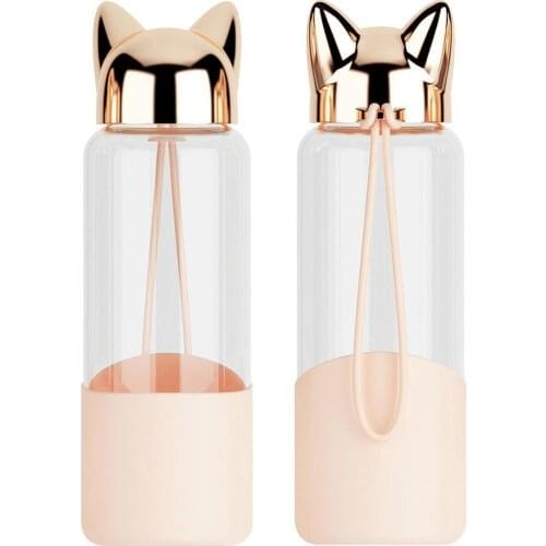 350ml Portable Seal Ring Glass Cup Travel Sport Leak-proof Drinking Water Bottle