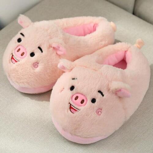 Winter Women Warm Indoor Slippers Lady Fashion Cute Pink Pig Womens Soft Fluffy Plush Slippers Womens Casual Female Shoes zy397