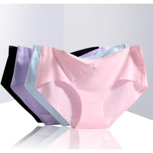 New V Type Pregnant Women Underwear ice Silk Low Waist Comfortable Postpartum Seamless Maternity Underwear Pregnancy Briefs