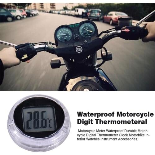 Universal Mini Motorcycle Digital Thermometer Waterproof Clock Car Interior Watches Instruments Motorbike Accessories