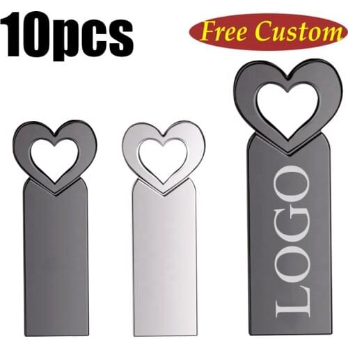 Classical Metal heart shape Wedding gifts Key USB Flash Drive 10PCS 8gb 16gb 32gb Memory stick Customized Logo u disk