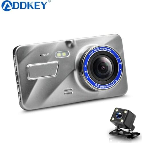 ADDKEY Dash Cam New Dual Lens Car DVR Camera Full HD 1080P 4" IPS Front+Rear Blue Mirror Night Vision Video Recorder car dvr