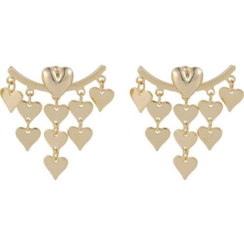 Korean love Heart Design Tassel Earrings 925 Silver Needle Earrings Female Summer Sweet Metal Earring Two-wear Back Strap Dangle