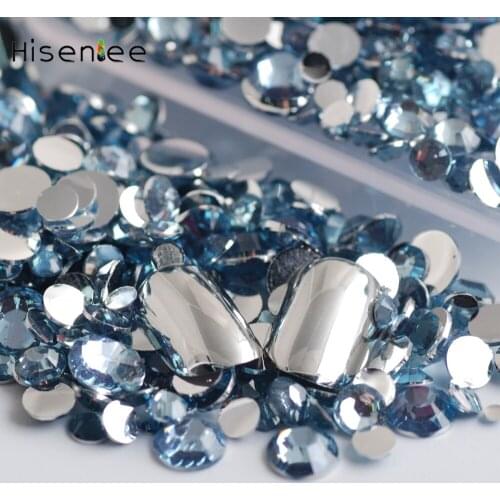 2000PCS Classic Light Blue Semi-Circular Shape High Quality Rhinestone Design For Nail Art DIY Shoe Accessories Decoration Tool