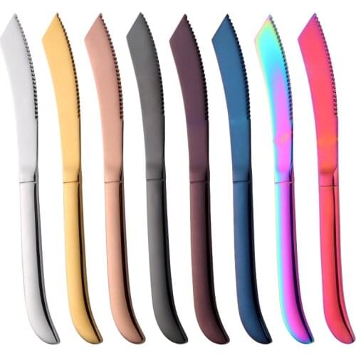 4&8PCS Stainless Steel Special Handle Fruit Knife Table Knives Restaurant Cutlery Dinner Knife Gold Steak Knives Dinnerware Set
