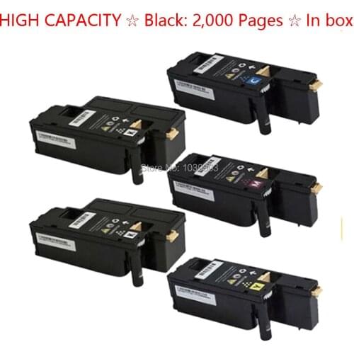 5 Pack (1 Set +1B) Compatible Dell 1250 Toner Cartridges For Dell C1760nw C1765nfw 1250c C1760 C1765 C1765NF 1350 1350cnw 1355cn