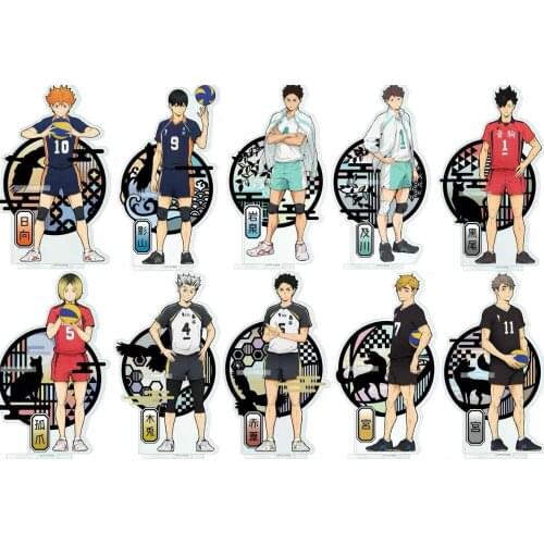 Anime Haikyuu!! Hinata Shoyo Tobio Kageyama Kei Tsukishi Acrylic Figure Stand Display Model Desktop Plate Decor Penholder Series