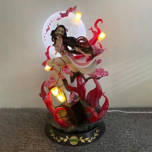 Anime Demon Slayer Kimetsu no Yaiba GK Nezuko Kamado With Light PVC Action Figure Anime Figure Statue Model Toys Doll Gift