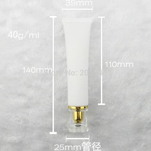 40ml white soft tube or mildy wash tube or butter or handcream tube with acrylic shiny gold lid