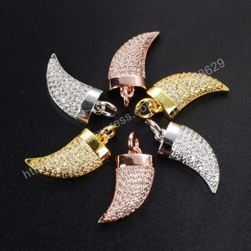 BOROSA 10 pcs New Natural Cubic Zirconia Cooper Crystal Mammoth Tooth Pendant WX040 Drusy Jewelry DIY For Women