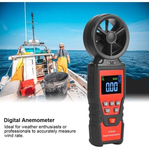 Digital Anemometer HT625A Mini Handheld LCD Display Digital Anemometer Wind Gauge Meter