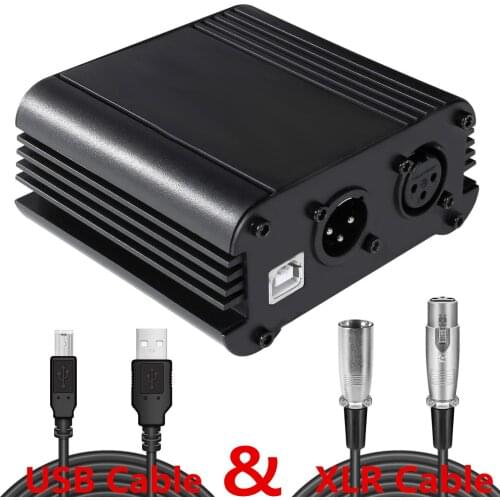 48V Phantom Power for Condenser Microphone Phantom Power USB With 2.5m XLR Cable for Microfone Audio Adapter DC Power