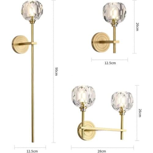 Crystal LED Wall Lamp Fashion Copper Sconce Wall Light Fixtures Home Lighting Bedroom Restaurant Wanglamp Lustre Arandela