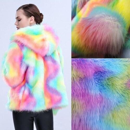 Artificial Plush Fox Faux Fur Rainbow S-shaped Colorful Fabric For Coat Collar Bag Shoes Home Textile Clothes Toy Crafts Sewing
