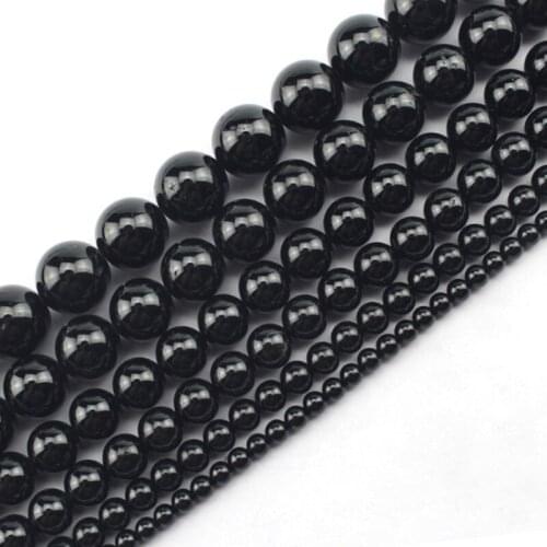 4-12mm Round Black Tourmaline Beads Natural Stone Beads For Jewelry Making beads Necklace 15'' DIY Beads Bracelets Trinket