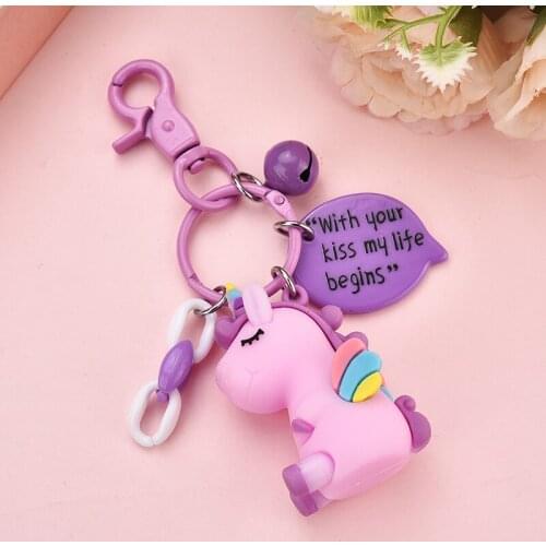 Fashion Colorful Unicorns Key Chain Doll Key Ring Gift For Women Bag Pendant Keychains Jewelry Porte Clef EH046