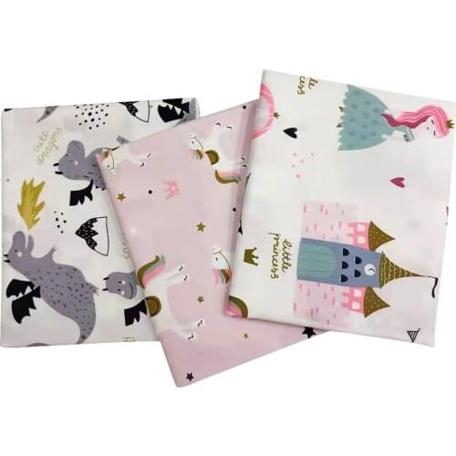 Cartoon Princess Cotton Twill Fabric Baby Girl Crib Cloth For Diy Handmade Material
