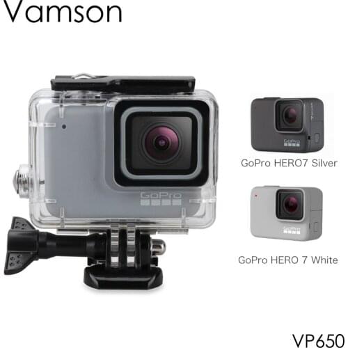 Vamson for Gopro Hero 7 Silver White Accessory Kit Waterproof Protection Housing Case Diving Protective Cover Mount VP650