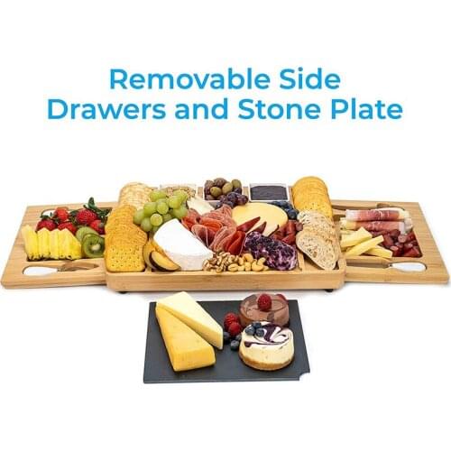 Bamboo cheese board set 9-piece cheese board set bamboo cheese board with cutlery set multifunctional table board