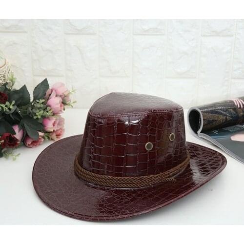 New cowboy hat imitation crocodile leather hip-hop cowboy hat western jazz hat outing travel hat knight hat men and women hat
