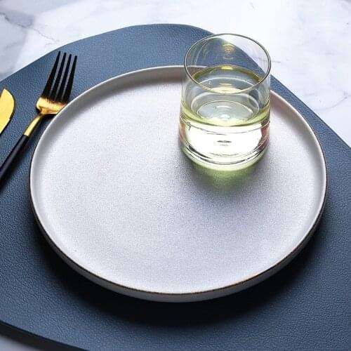 New 45*30cm Rounded Triangle Shaped Western Placemat Solid Color Double Use Mats Waterproof Oilproof Heat Insulated Placemats