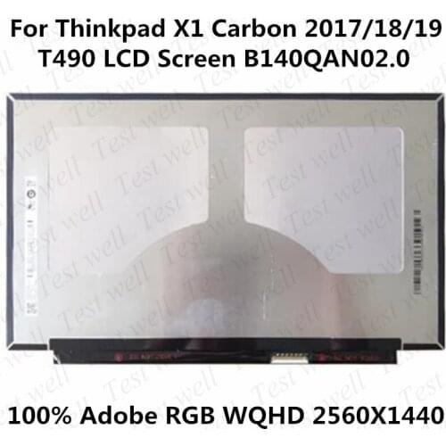 Original 14 "Laptop LED LCD Screen B140QAN02.0 B140QAN02.3 2560x1440 WQHD eDP 40PINS Display Non-touch for thinkpad x1 2018 year