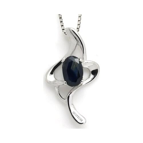 CoLife Jewelry 100% Real Silver Sapphire Pendant 4mm*6mm Natural Black Sapphire Necklace Pendant 925 Silver Sapphire Jewelry