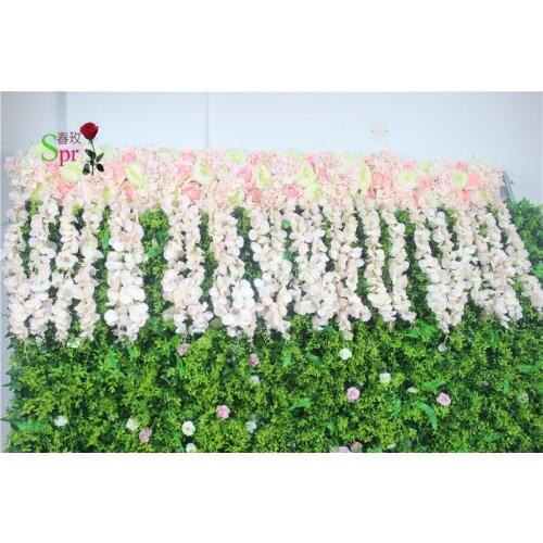 SPR Free Shipping white table runner arch row flowers 2m/pcs wedding decoration flower wall backdrop table centerpiece floral