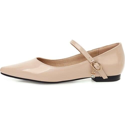 Patent Leather Flat Shoes Woman Soft Flats shoes Large Size Ladies Loafers Shoes Girls Fashion White Nude Dance Shoes