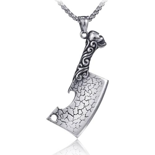 2020 Vintage hip hop Jewelry Punk Skeleton Knife Pendant Necklace For Men Stainless Steel Male bijoux Box Chain DropShipping