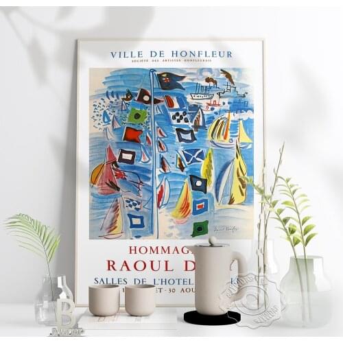 Raoul Dufy Musee Exhibition Poster, Ville De Honfleur Salles De L'Gotel De Ville Canvas Painting, Vintage French Home Decor Gift