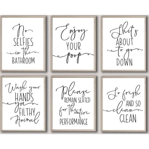 Funny Bathroom Sign Canvas Poster Wall Art Prints Enjoy Your Poop Please Remain Wall Decor Seated Toilet Signs Bathroom