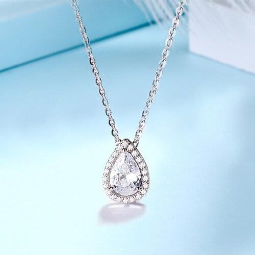 Water Drop Clavicle Chain Women 's Versatile Necklace Pendant Silver Ins Temperament Simple S925 Pure Sweater Chain Beads TRENDY